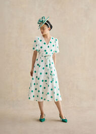 Barrington Spot Dress, Ivory Green, hi-res