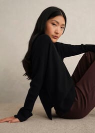 Darla Wool Blend Knitted Jumper, Black, hi-res