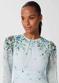 Giselle Silk Floral Dress, Pale Blue Multi, hi-res