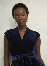 Olive Velvet Jumpsuit, Midnight Navy, hi-res