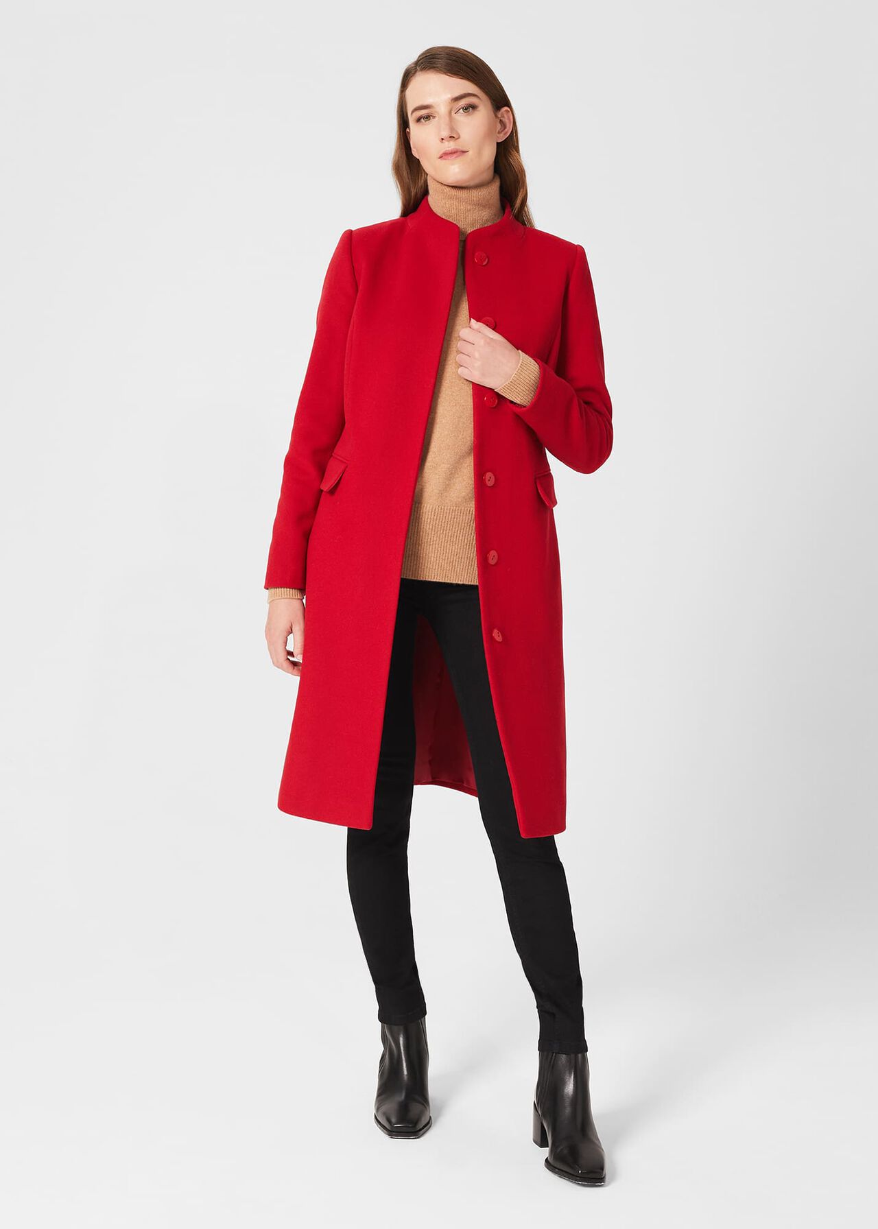 Rhiannon Wool Blend Coat, Red, hi-res