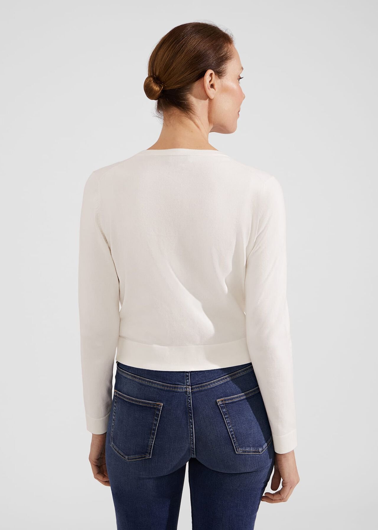 Michelle Cotton Cardigan, Ivory, hi-res