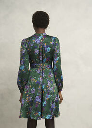 Fatima Tie Belted Dress, Green Multi, hi-res