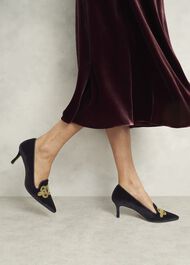 Keston Embellished Velvet Courts, Black, hi-res