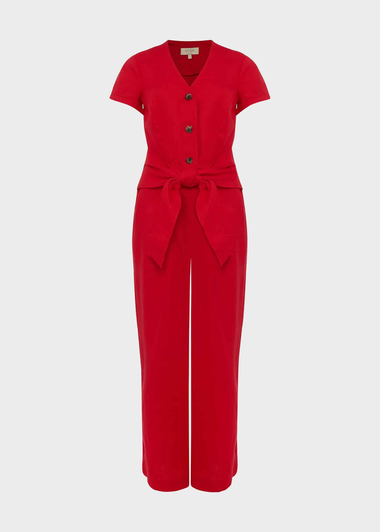 Jayne Linen Cropped Jumpsuit, Raspberry, hi-res