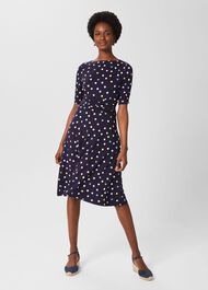 Roisin Jersey Dress, Navy Ivory, hi-res