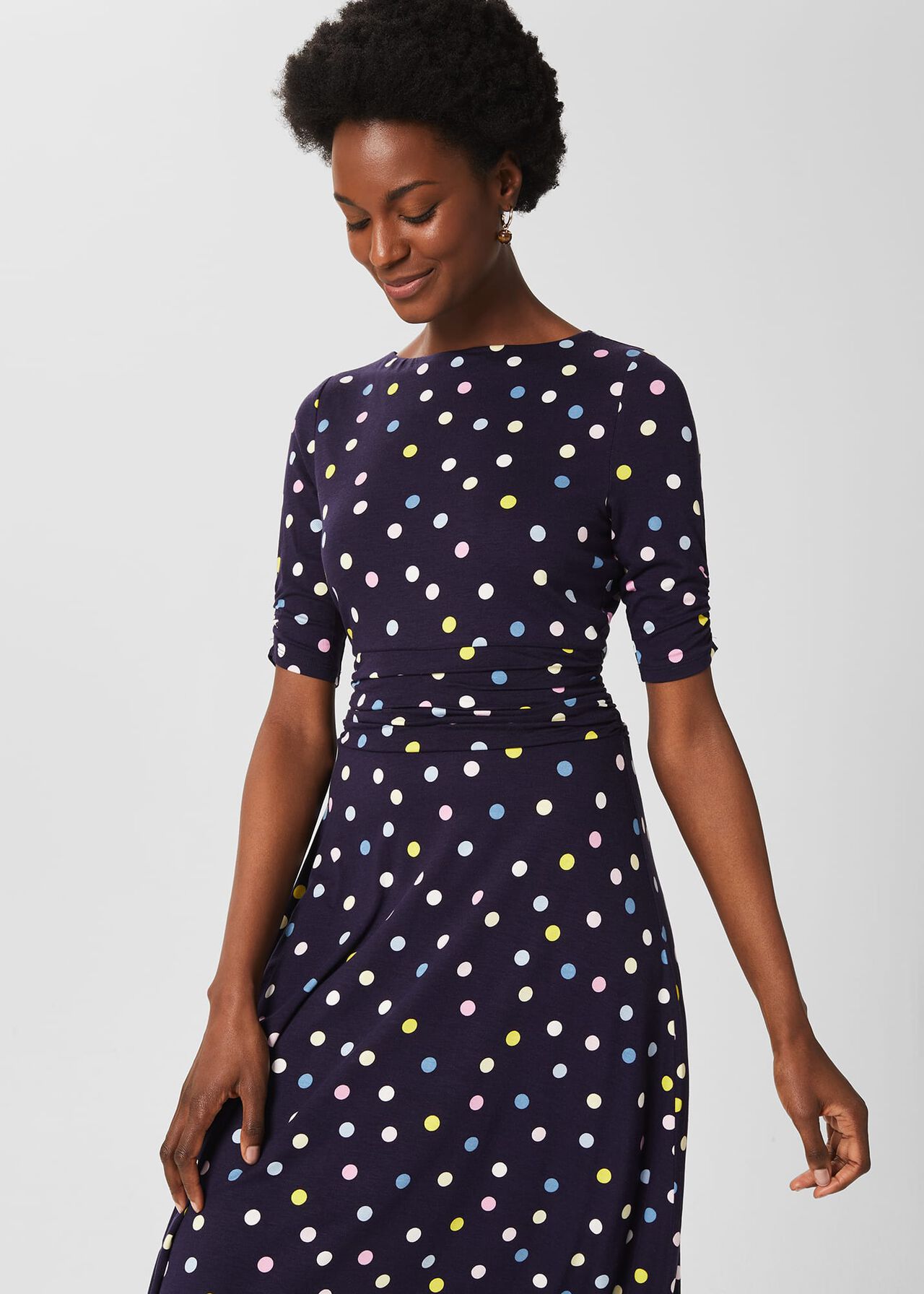 Roisin Jersey Dress, Navy Ivory, hi-res