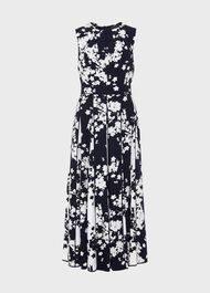 Angelica Floral Pleated Dress, Midnight Ivory, hi-res