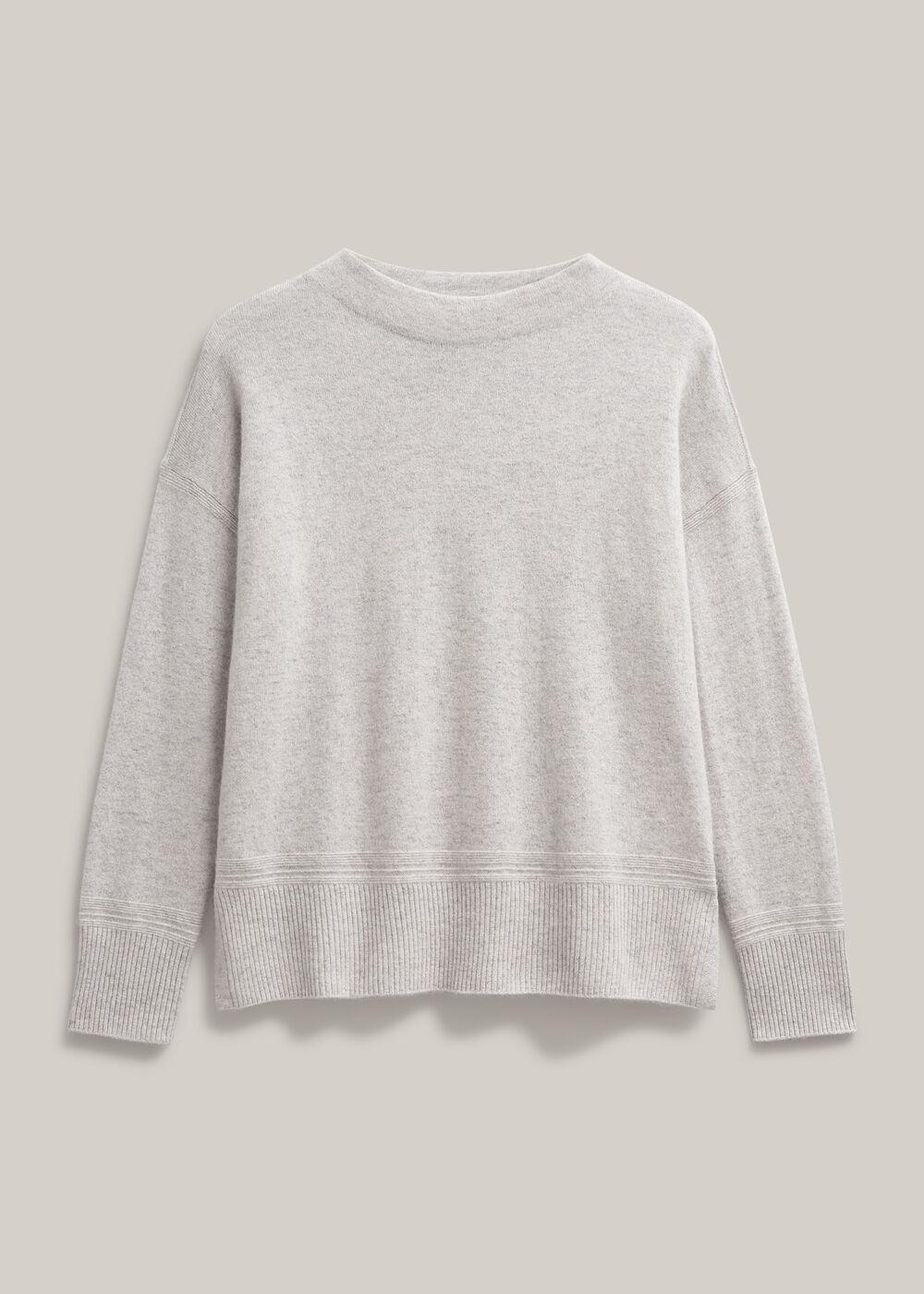 Carine Cashmere Jumper, Pale Grey Marl, hi-res