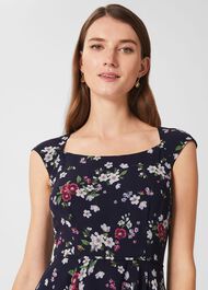 Lauren Floral Fit And Flare Dress, Navy Multi, hi-res