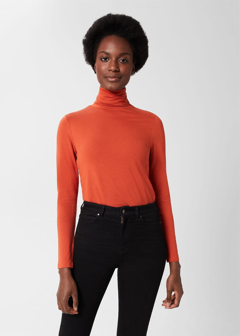 Mischa Roll Neck Top, Deep Orange, hi-res