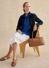 Nita Linen Shirt, French Blue, hi-res