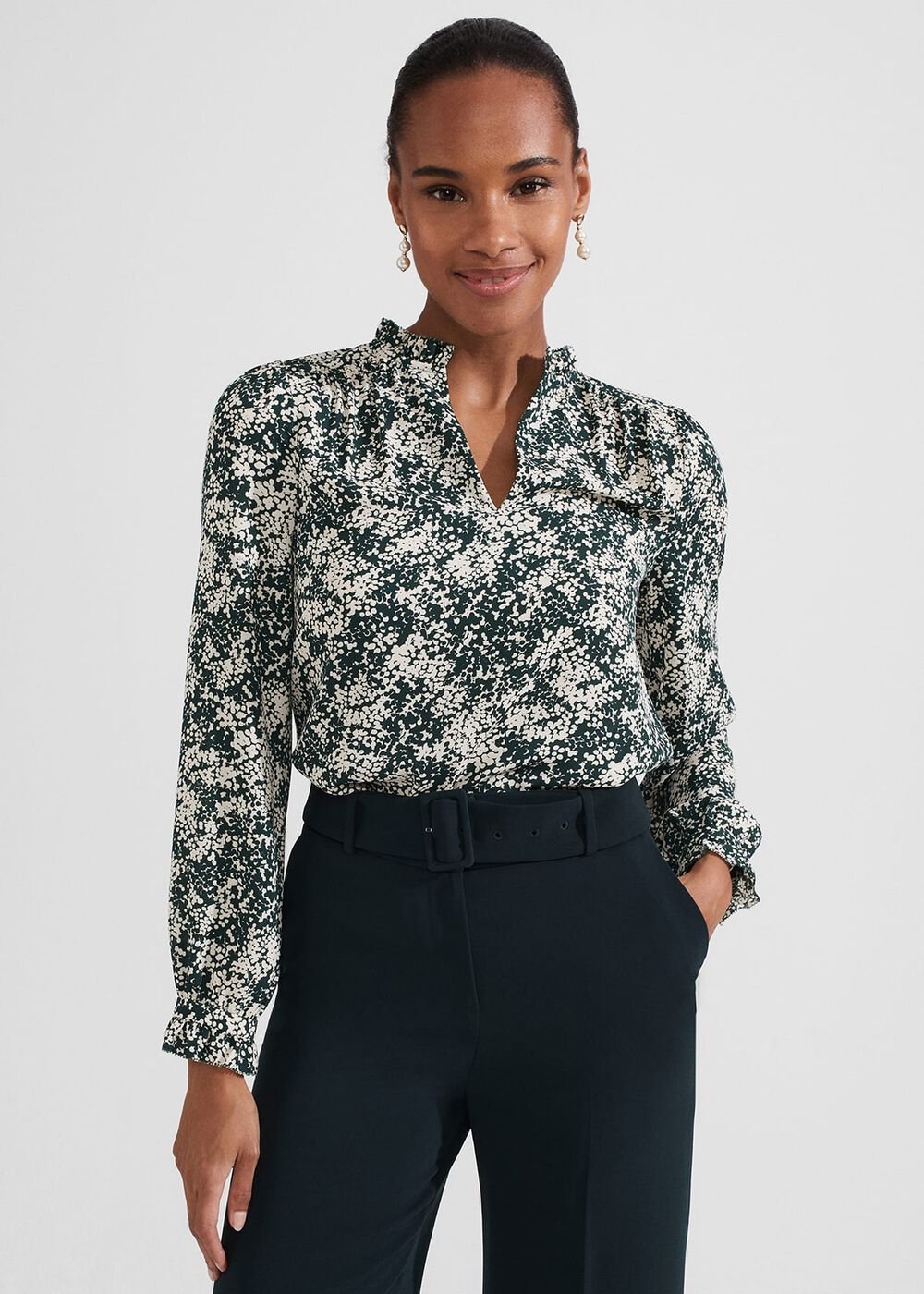 Delany Blouse, Green Ivory, hi-res