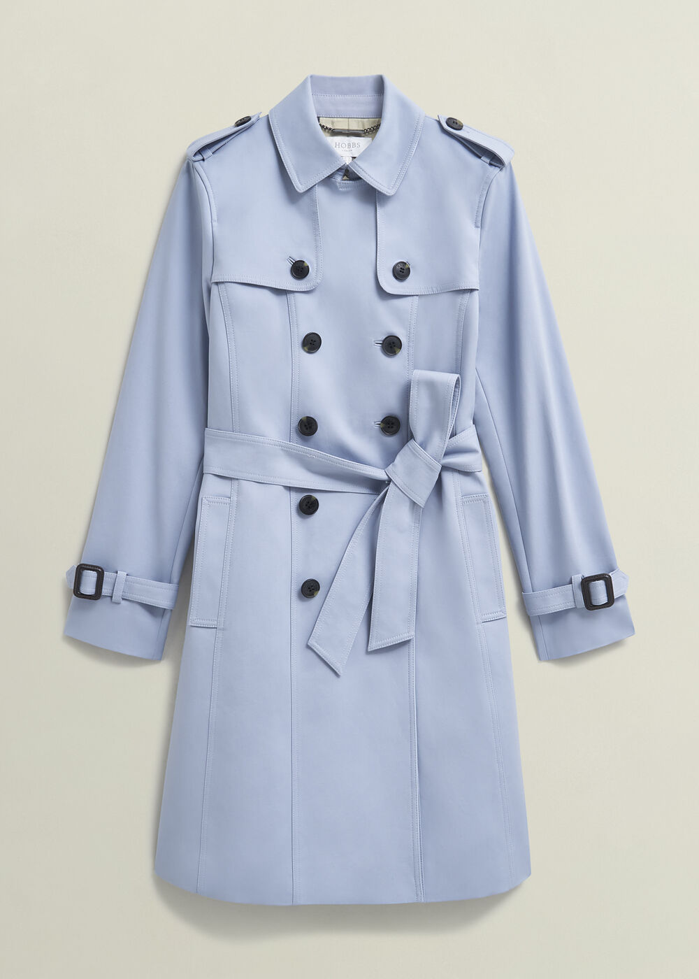Petite Skylar Shower Resistant Trench Coat, Pale Blue, hi-res