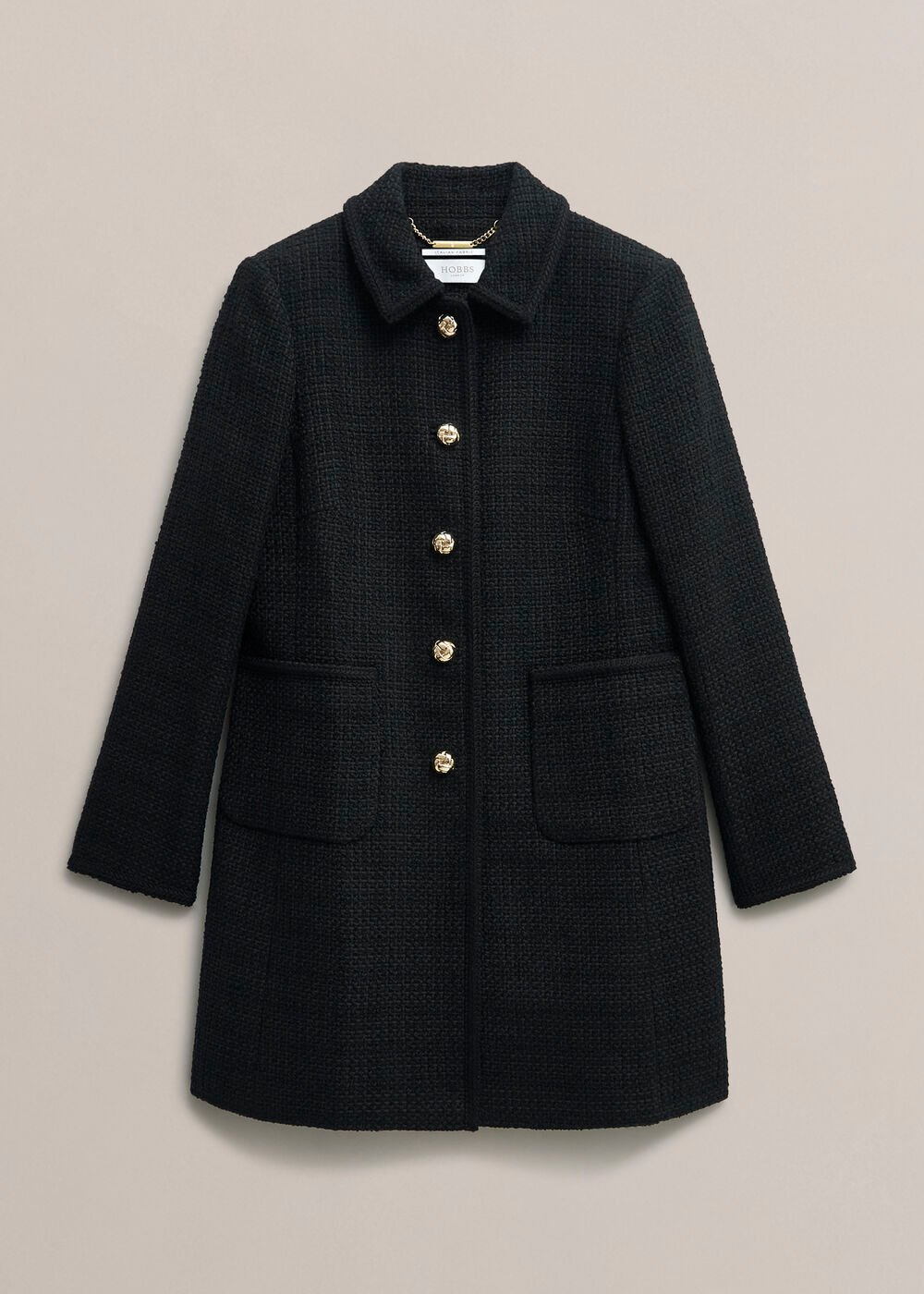 Evangeline Tweed Coat, Black, hi-res