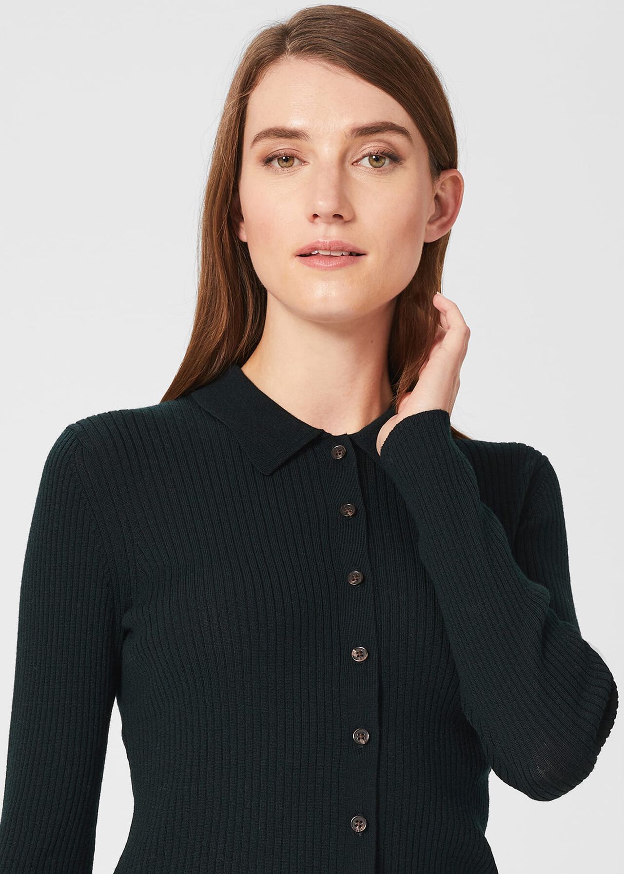 Vera Merino Wool Shirt, Pine Green, hi-res
