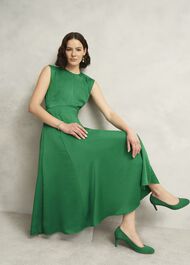 Isobel Satin Midi Dress, Amethyst Green, hi-res
