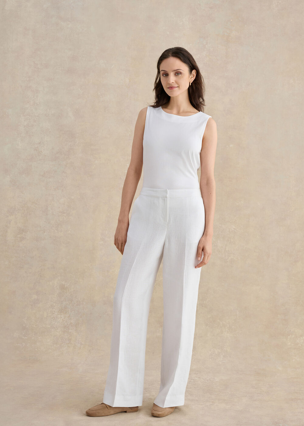 Alessia Linen Wide Leg Pants, White, hi-res
