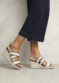 Lucie Canvas Leather Espadrilles, Natural Navy, hi-res
