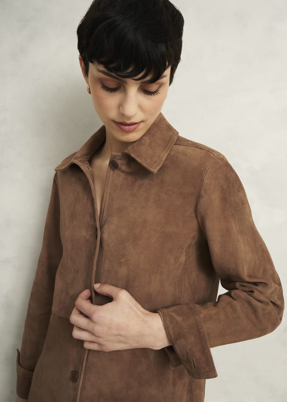 Hever Suede Shirt, Tan, hi-res