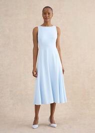 Petite Beatrix Embellished Trimmed Dress, Pale Blue, hi-res