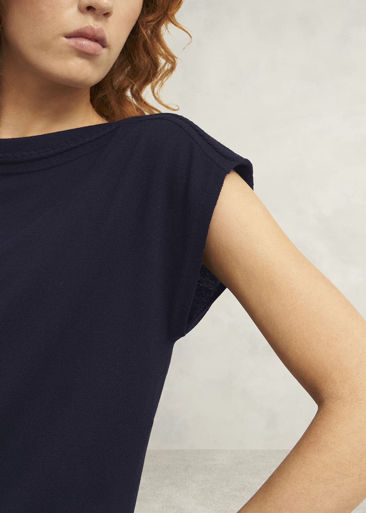 Addison Knitted Top with Wool, Hobbs Navy, hi-res