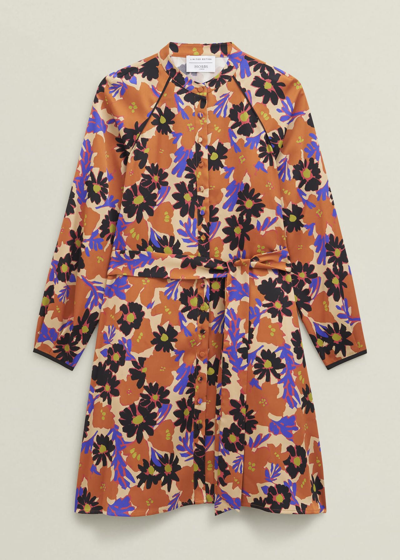 Coworth Floral Tie-Waist Mini Dress, Beige Multi, hi-res
