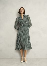 Longstock Geo Midi Dress, Green Cream, hi-res