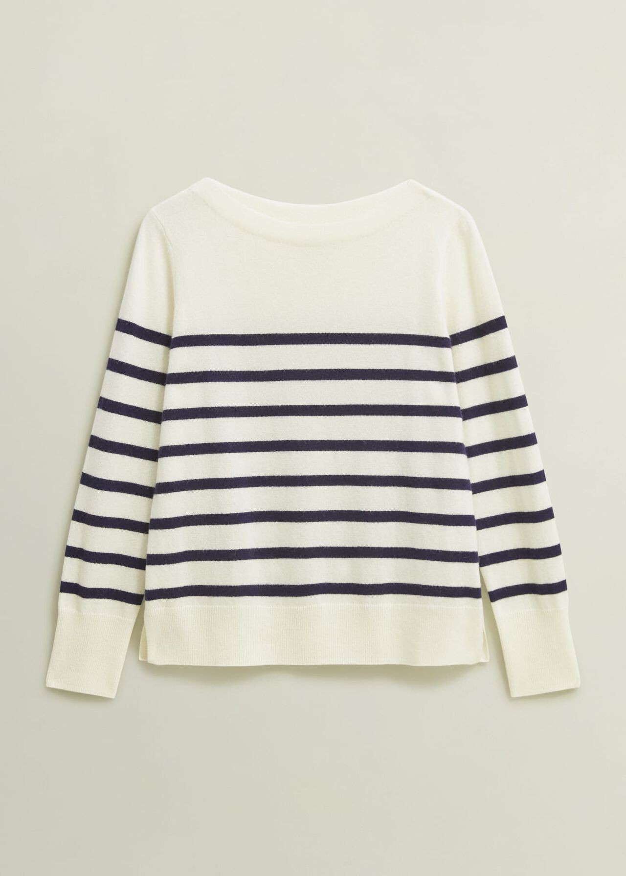 Larina Cashmere Stripe Jumper, Ivory Navy, hi-res