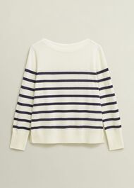 Larina Cashmere Stripe Jumper, Ivory Navy, hi-res