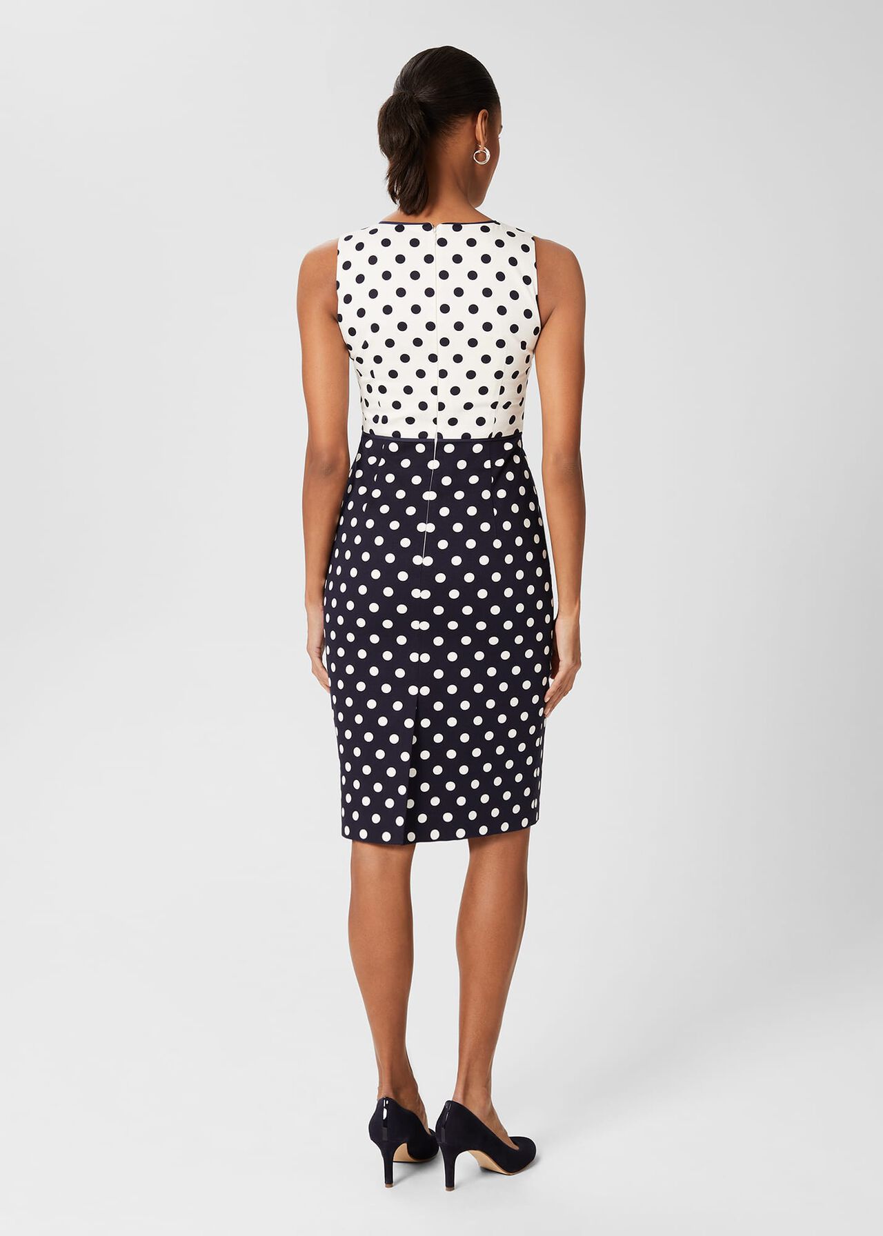 Fiona Spot Shift Dress, Navy Ivory, hi-res