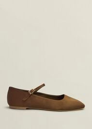 Chrissy Satin Mary Janes, Medlar Brown, hi-res