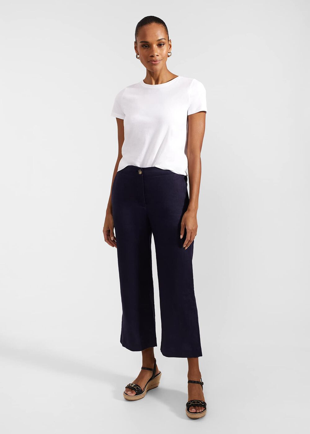 Lillie Linen Trousers, True Navy, hi-res