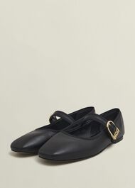 Clara Leather Mary Janes, Black, hi-res
