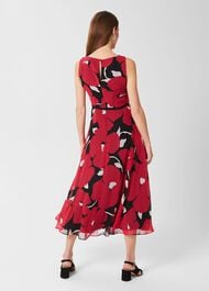 Carly Floral Midi Dress, Black Pink, hi-res