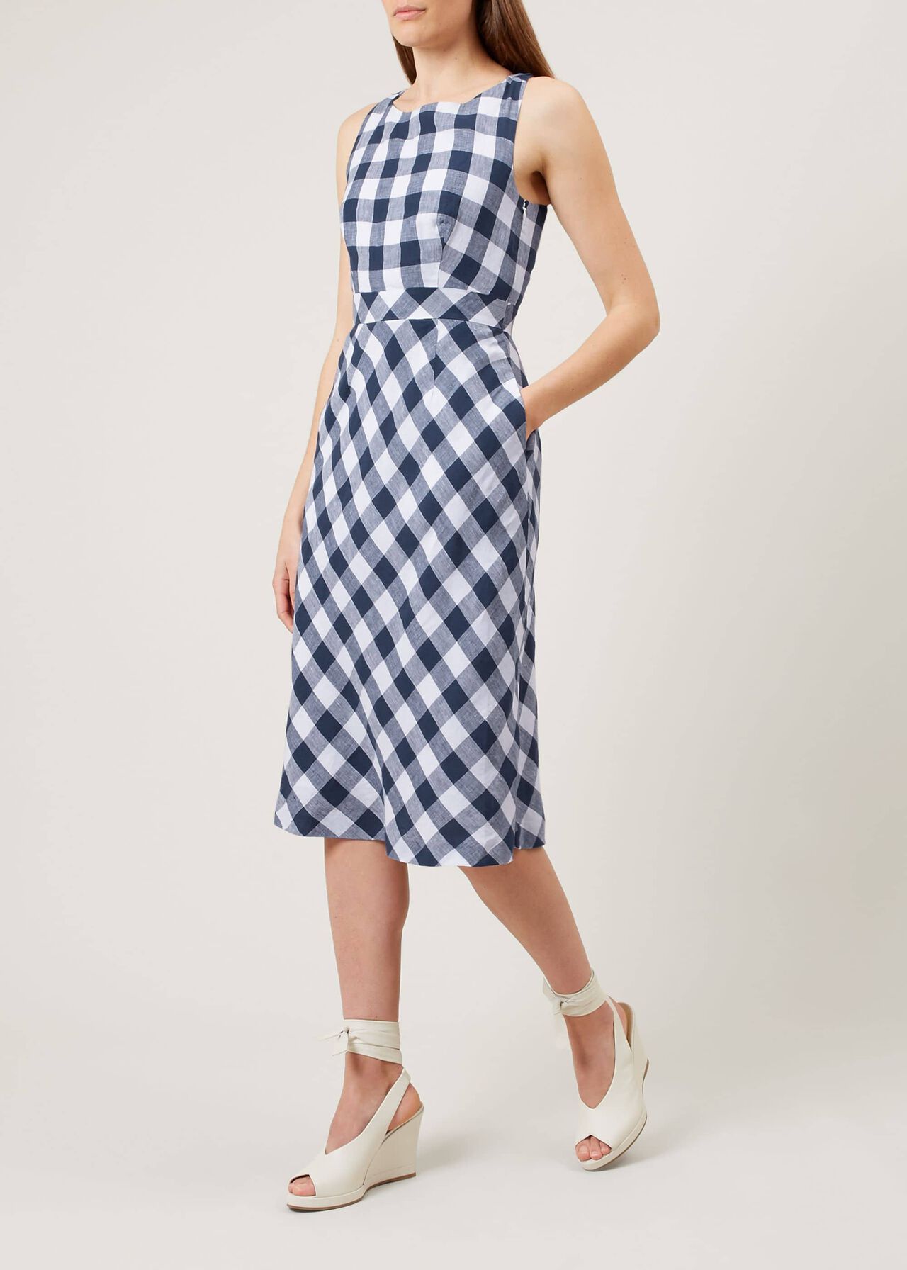 Myra Gingham Linen Dress Hobbs
