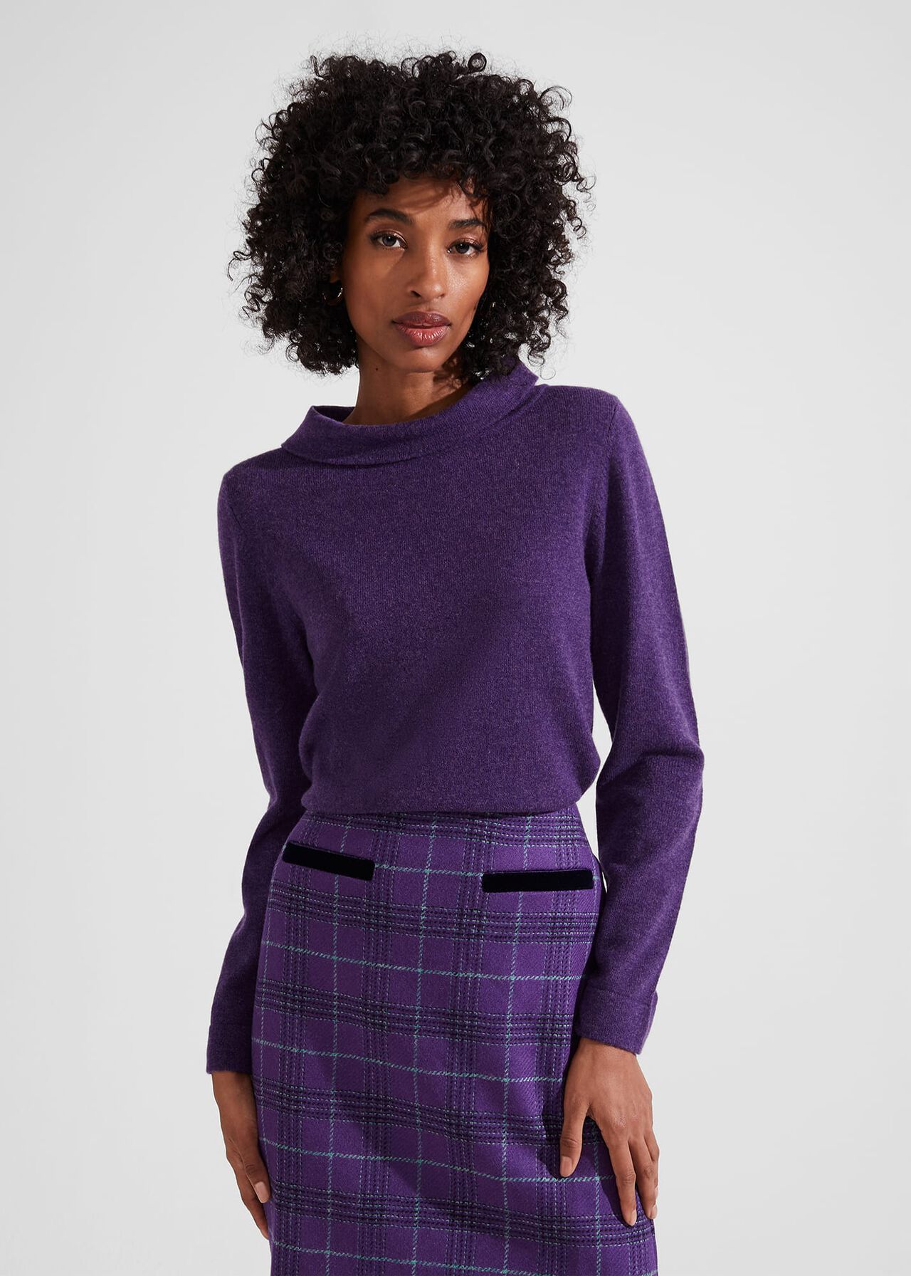 Audrey Wool Cashmere Sweater, Rich Purple, hi-res