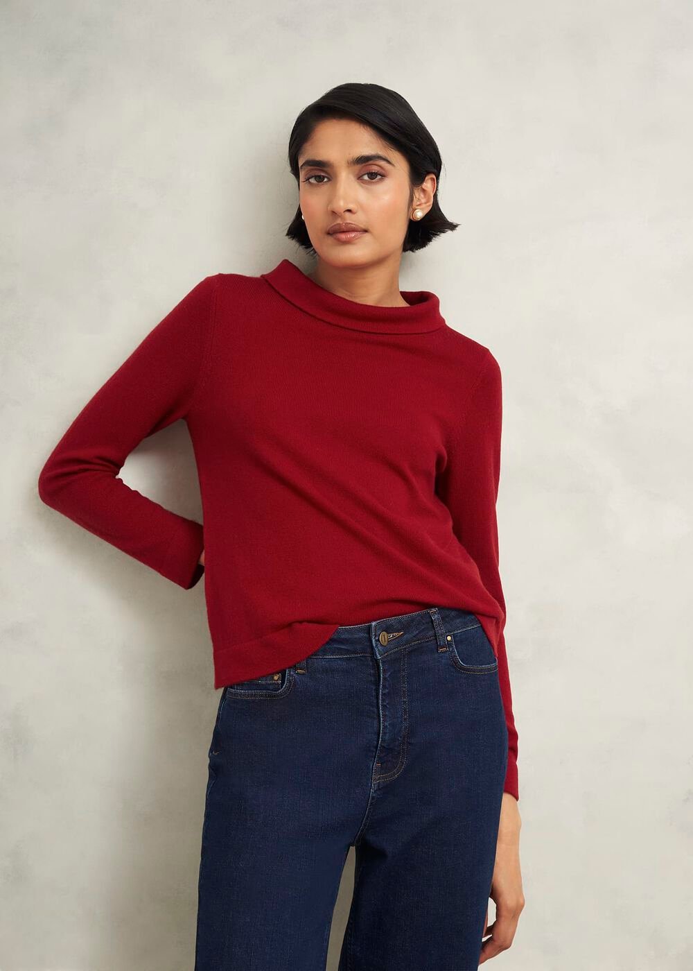 Audrey Wool Cashmere Sweater, Pomegranate, hi-res
