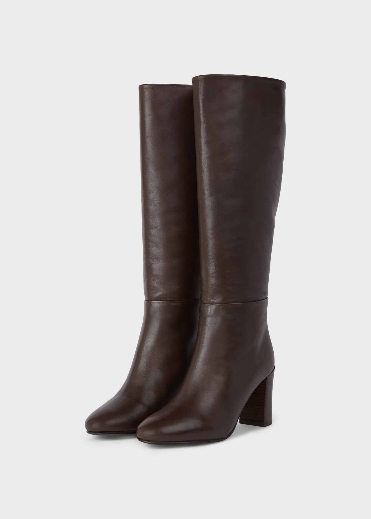 Anastasia Leather Block Heel Knee Boots | Hobbs