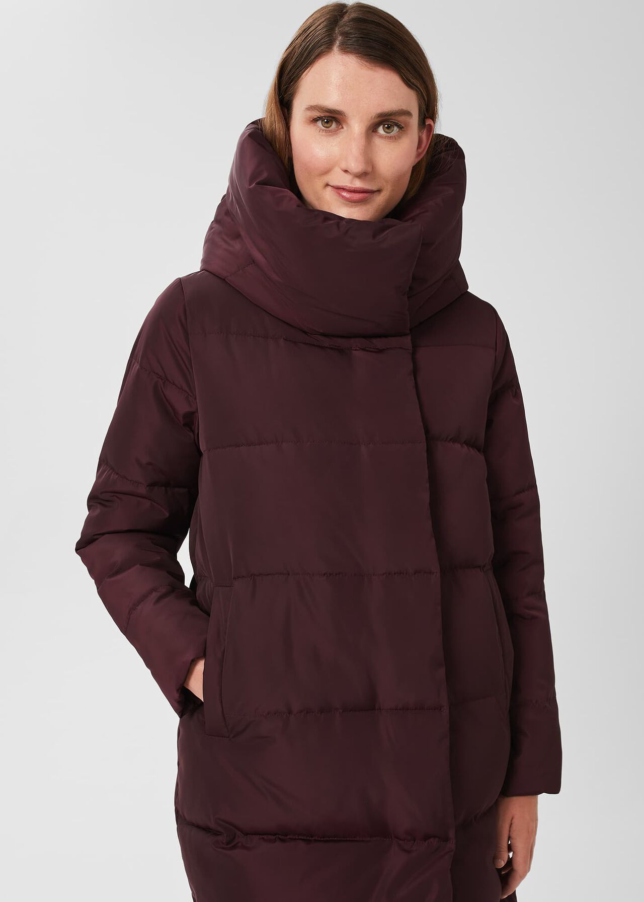 Heather Water Resistant Puffer Jacket, Wine, hi-res