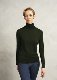 Lara Merino Rollneck Sweater, Yew Green, hi-res