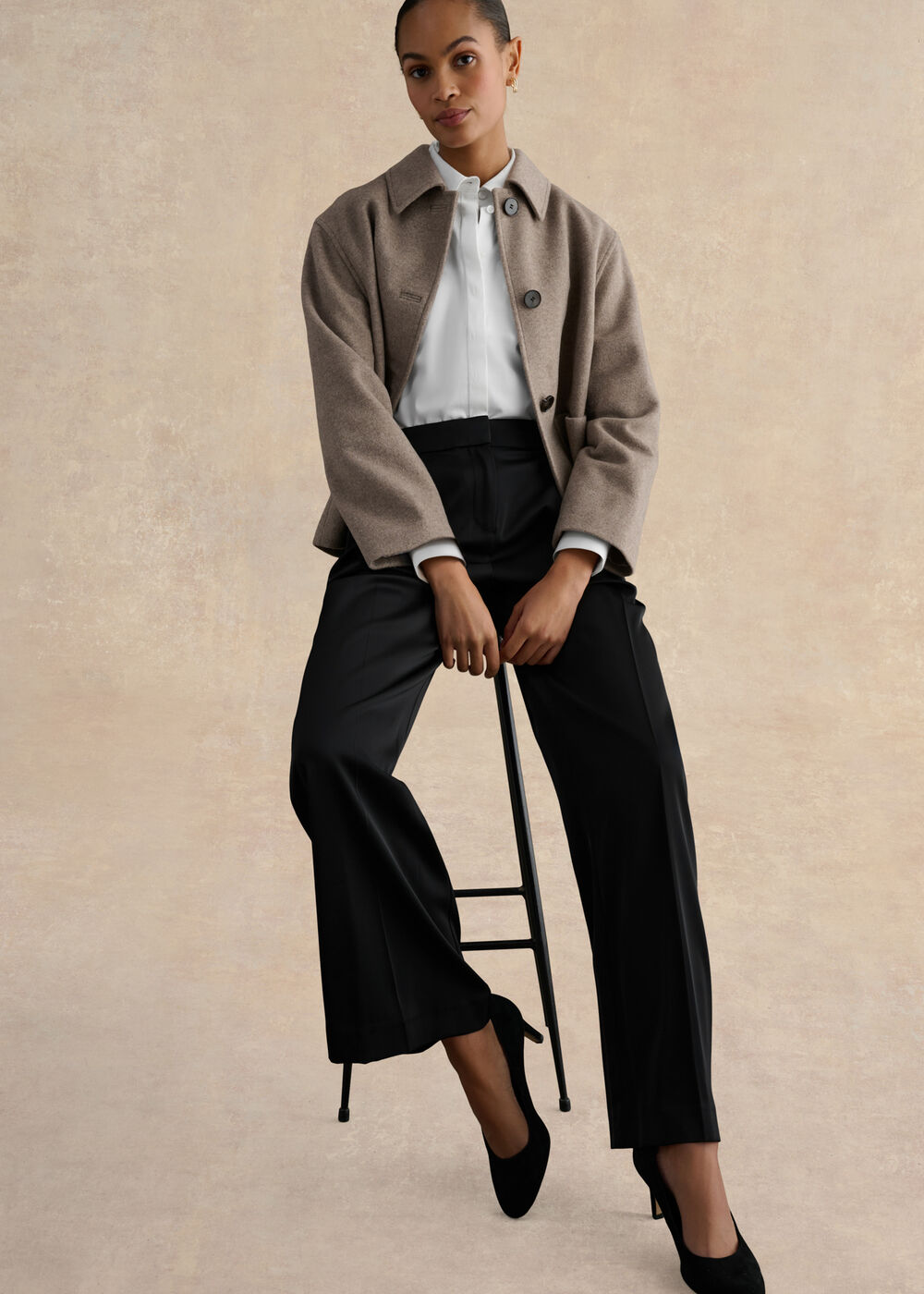 Howley Wide Trousers, Black, hi-res