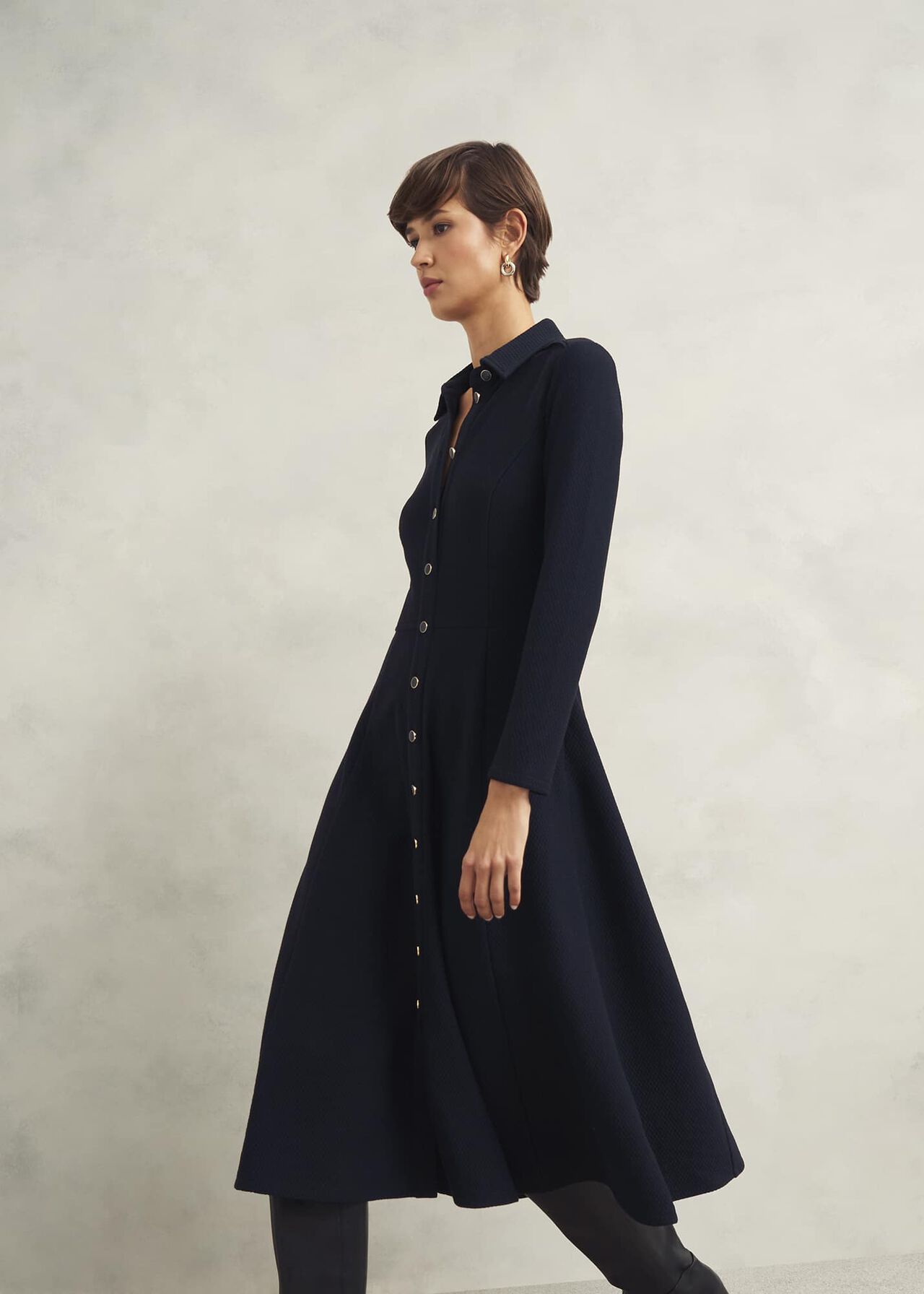 Angie Ponte Dress, Navy, hi-res