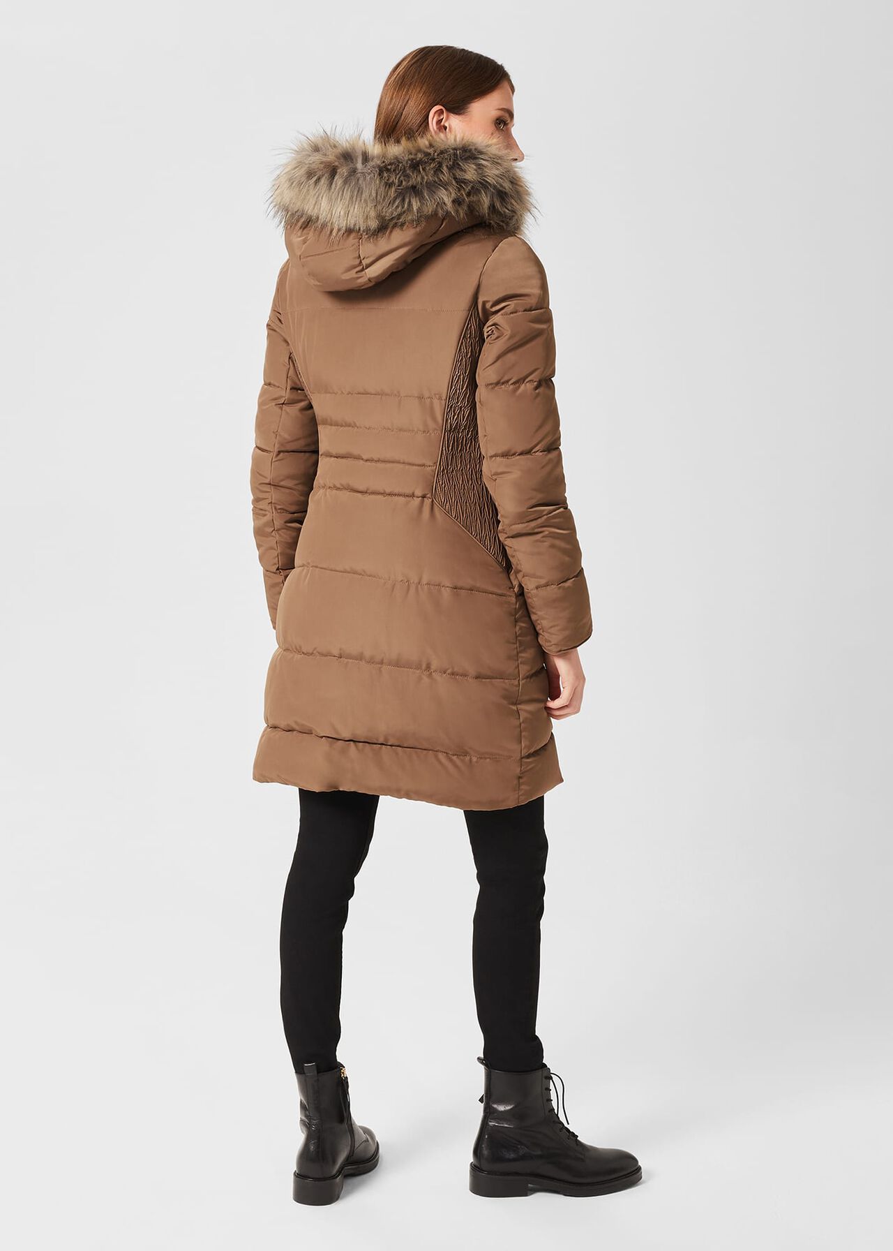 Dita Puffer Jacket With Hood, Camel, hi-res