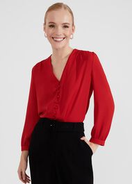 Magnolia Blouse, Currant Red, hi-res