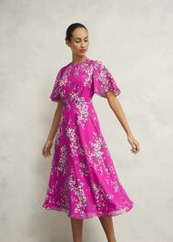 Bronwyn Silk Dress, Pink Multi, hi-res