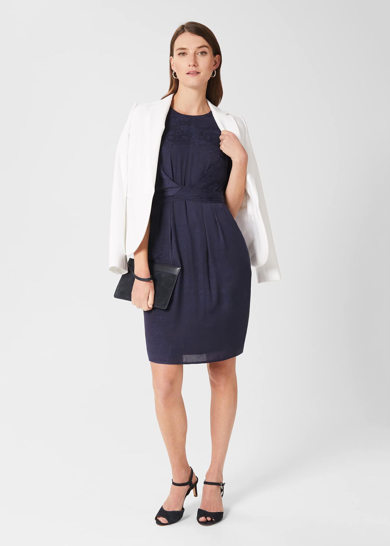 Anya Jacquard Dress, Light Navy, hi-res