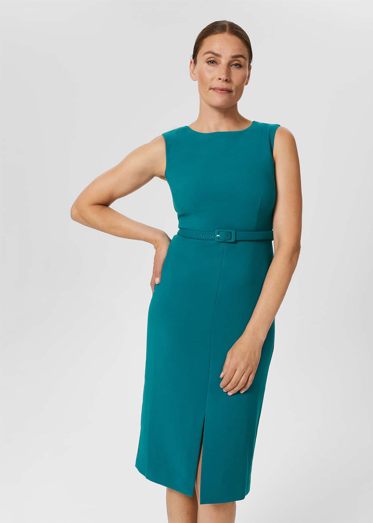 Alva Belted Dress, Lagoon Blue, hi-res