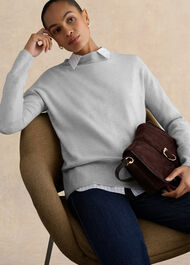Carine Cashmere Jumper, Pale Grey Marl, hi-res