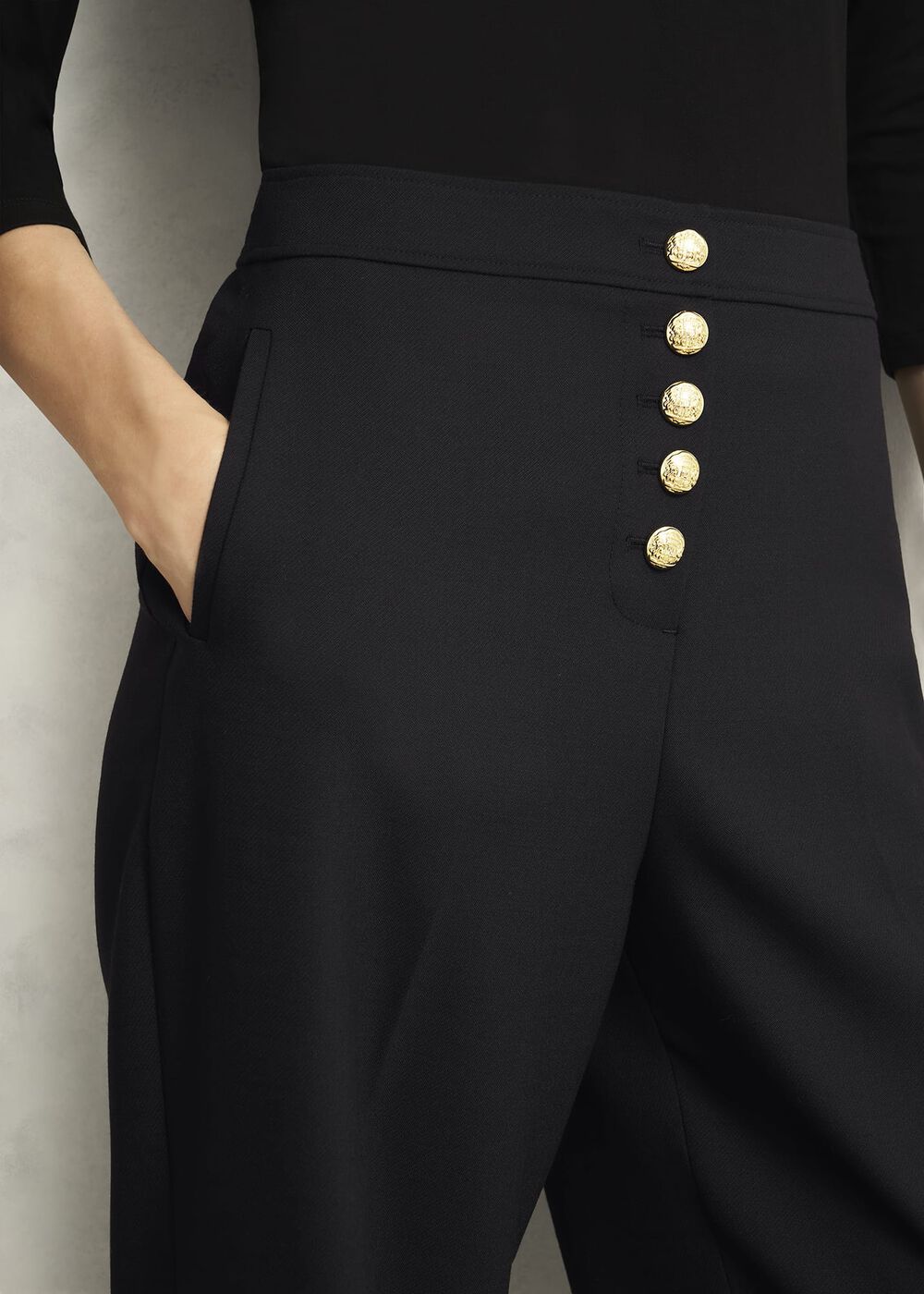 Highclere Wide Trousers, Black, hi-res